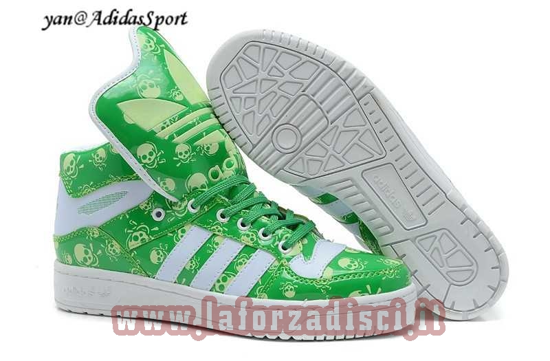 Rurale Originals Jeremy Scott Big Tongue SkullGreen Adidas Scarpe Bianco Uomo Verde 6238484