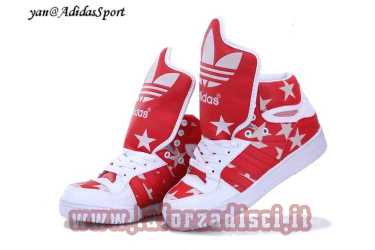 Promozioni Originals Jeremy Scott Big Tongue StarsRed Uomini Adidas Scarpe Bianche 5545885